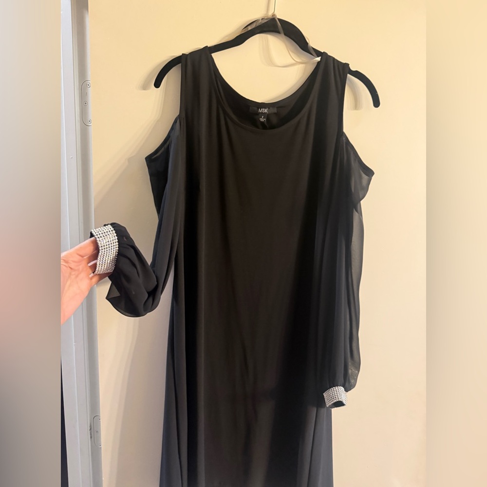 MSK Black Dress with Rhinestone Accents